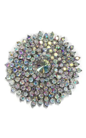 06412 Aurora Borealis Silver Crystal Pave Chunky Brooch