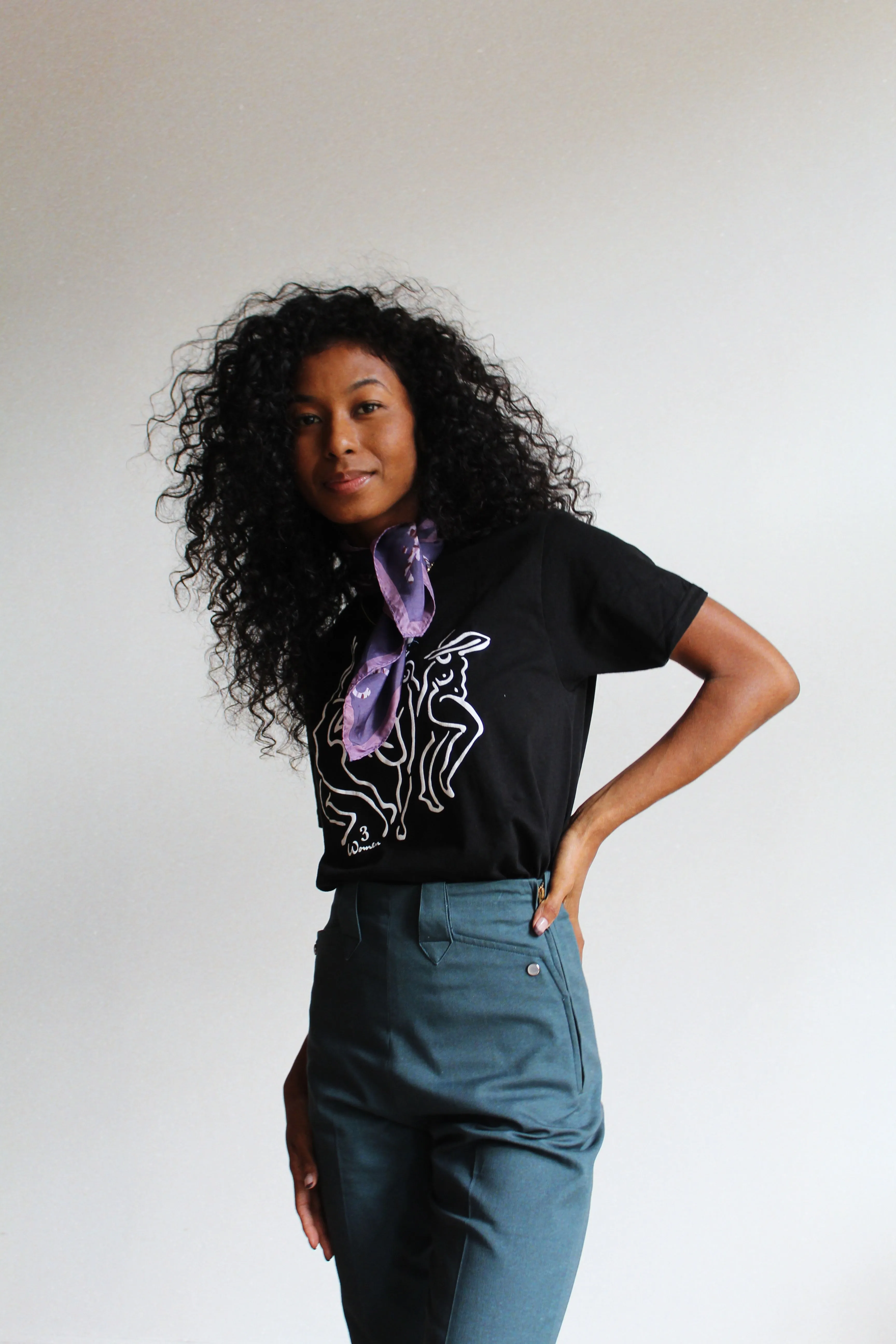 1970s Purple Tiger Print Scarf