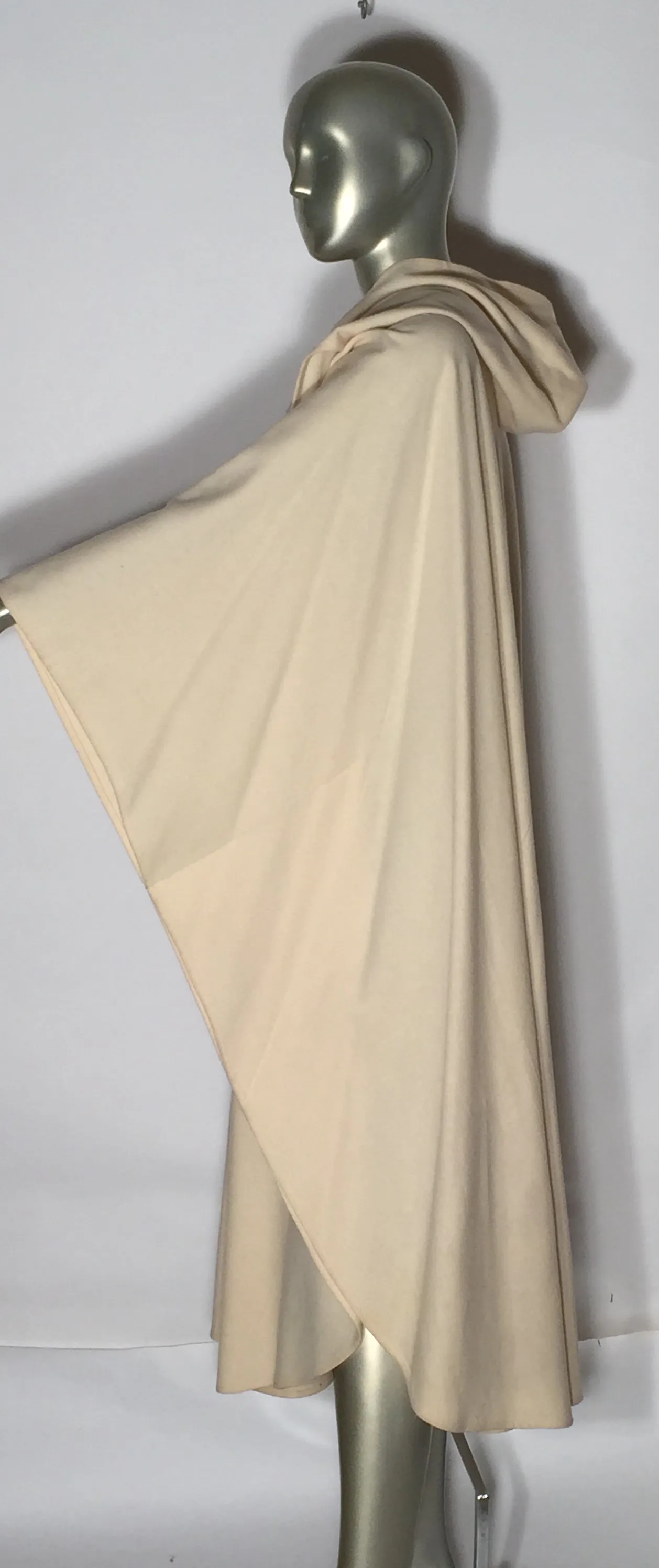 1970s Spring Virgin Wool Hooded Cream Poncho Cape By Also Gordon