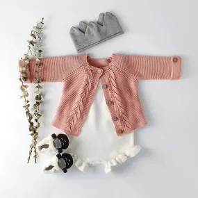2 Colors Baby Boy Girl Long Sleeve Knitted Cardigan