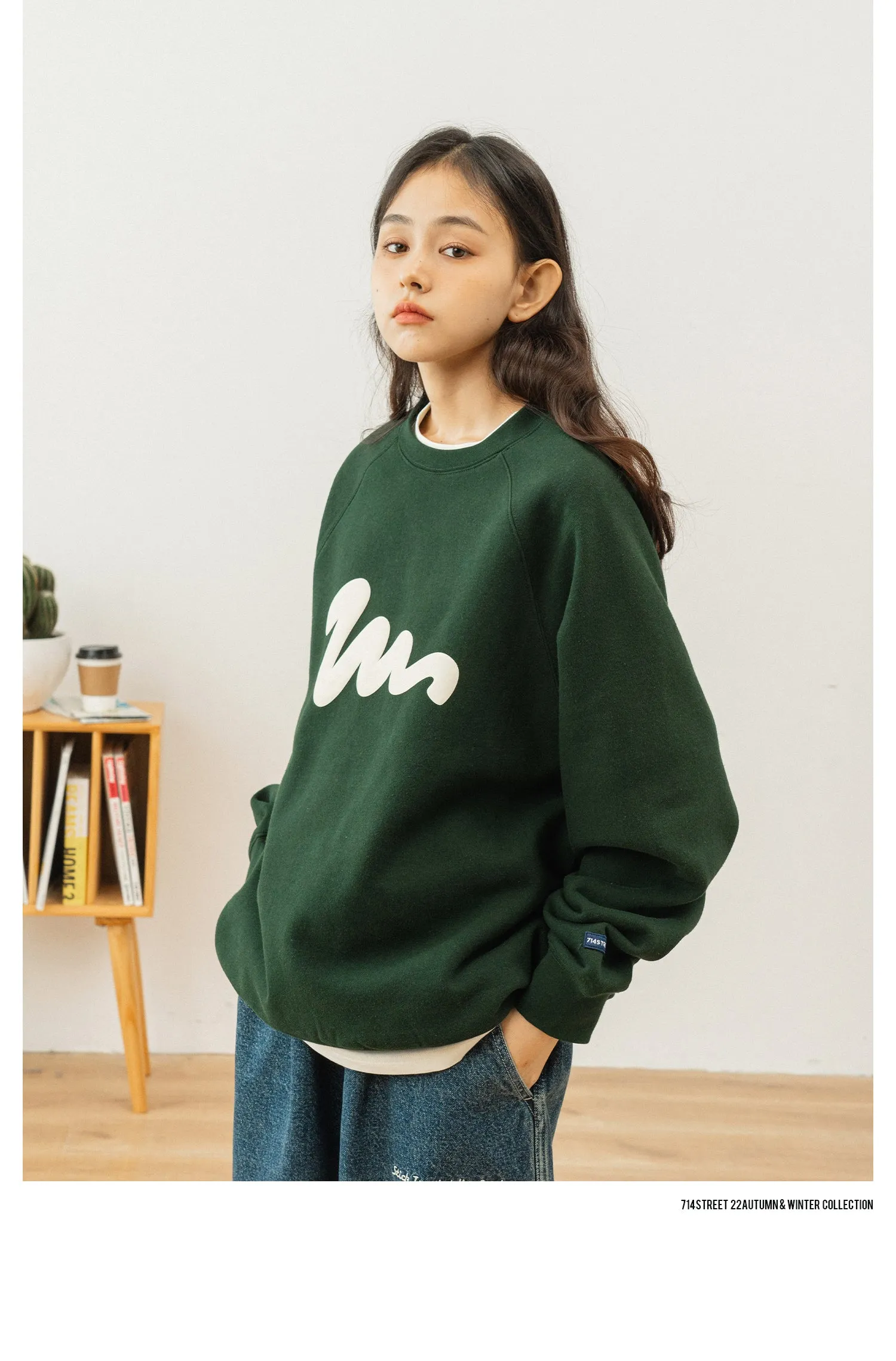 714street ラグランスリーブロゴスウェット 714ST083