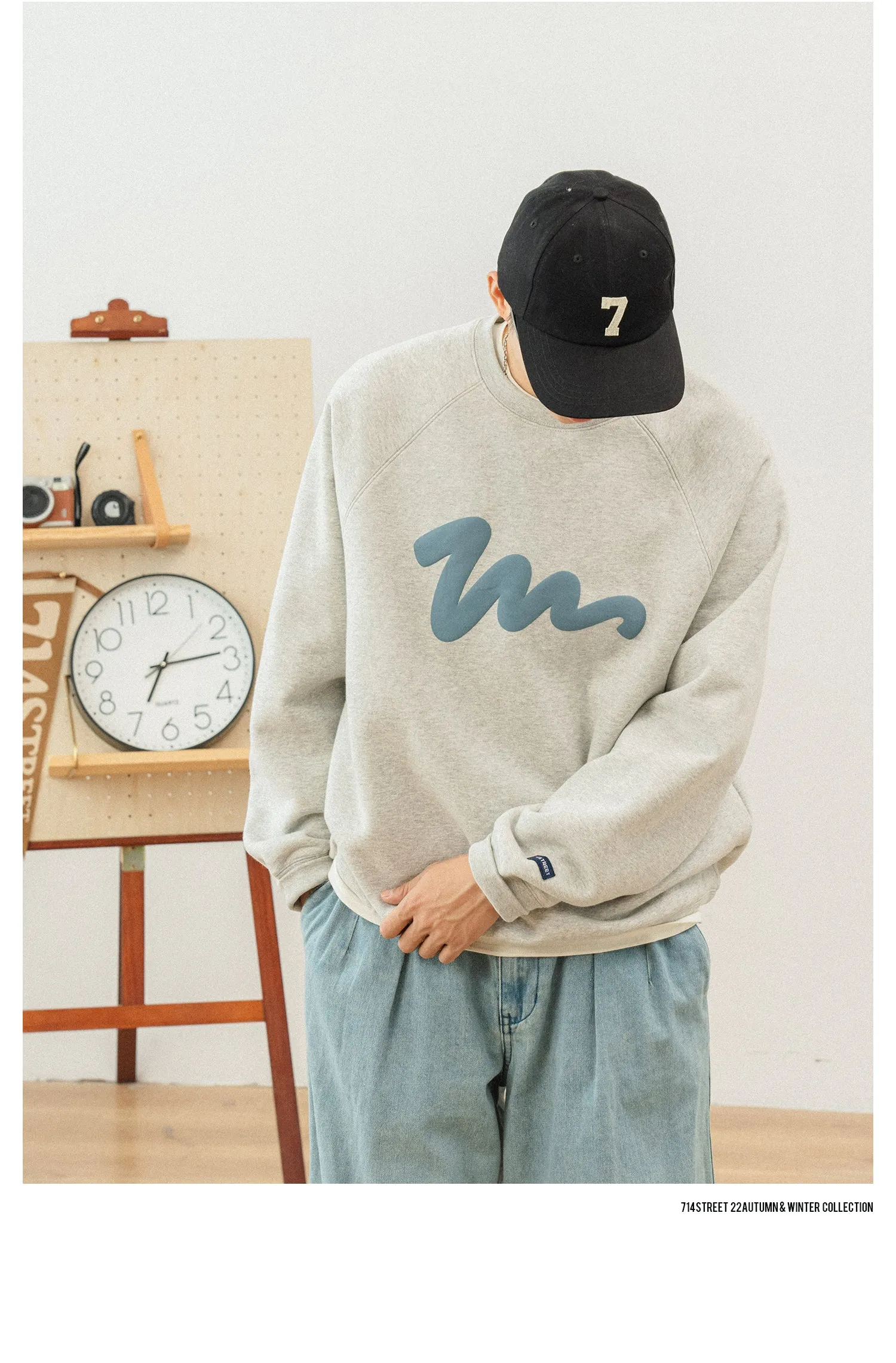 714street ラグランスリーブロゴスウェット 714ST083