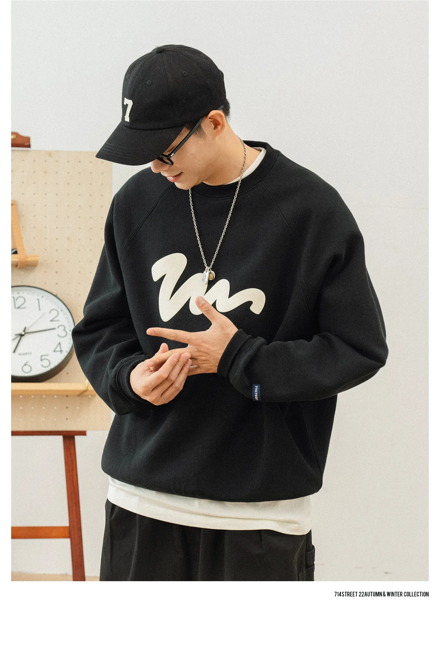 714street ラグランスリーブロゴスウェット 714ST083