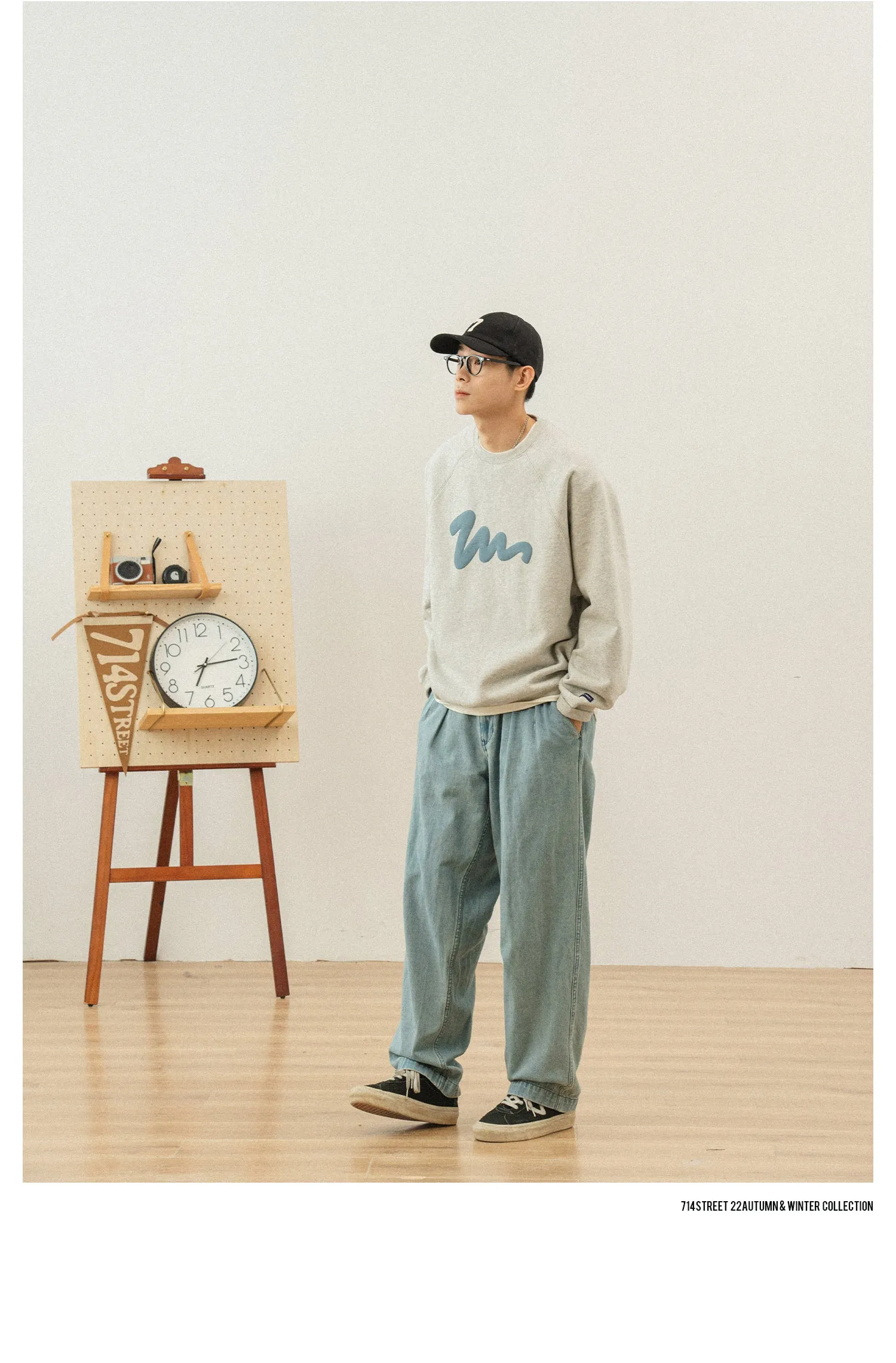 714street ラグランスリーブロゴスウェット 714ST083