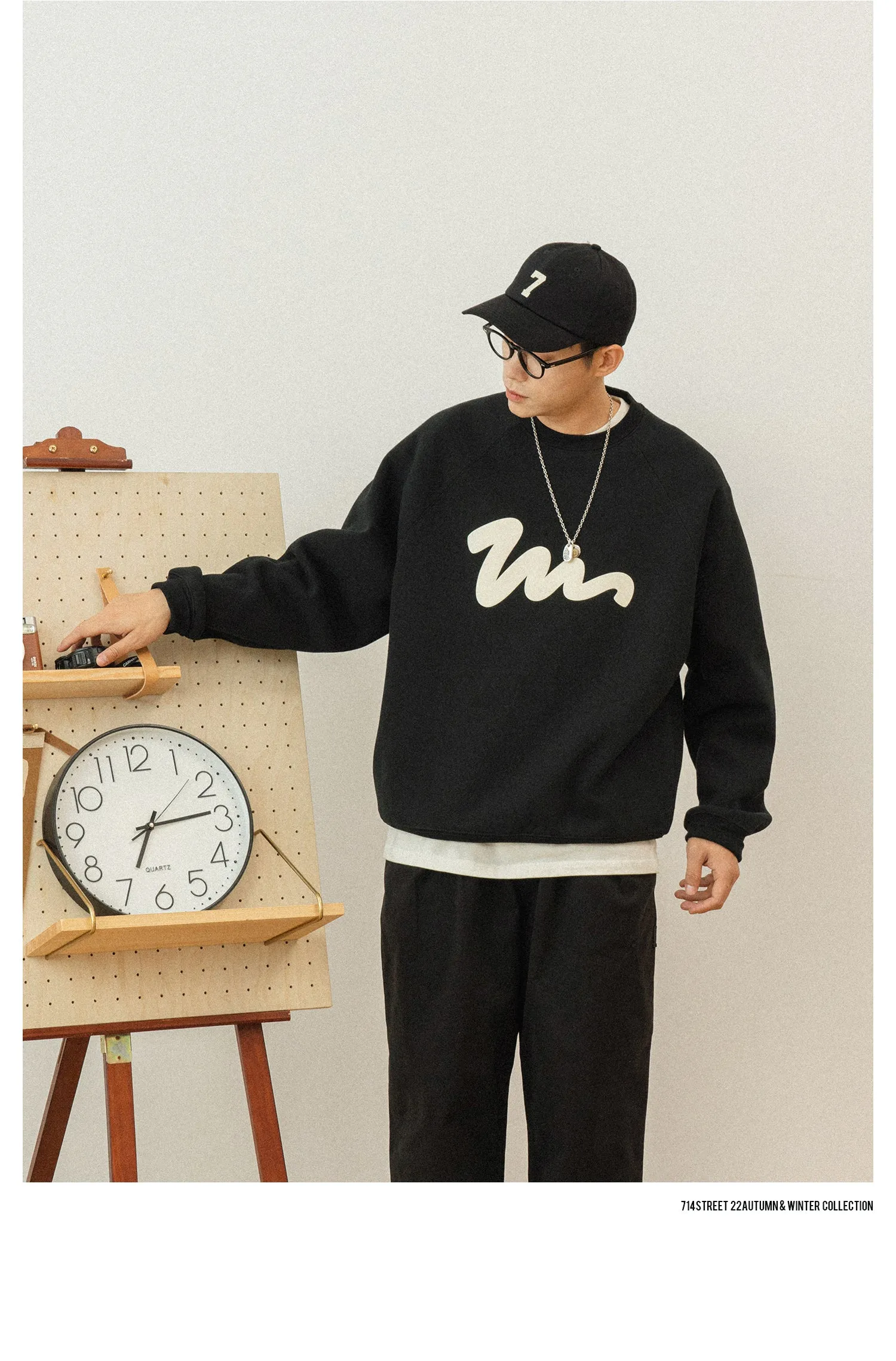 714street ラグランスリーブロゴスウェット 714ST083