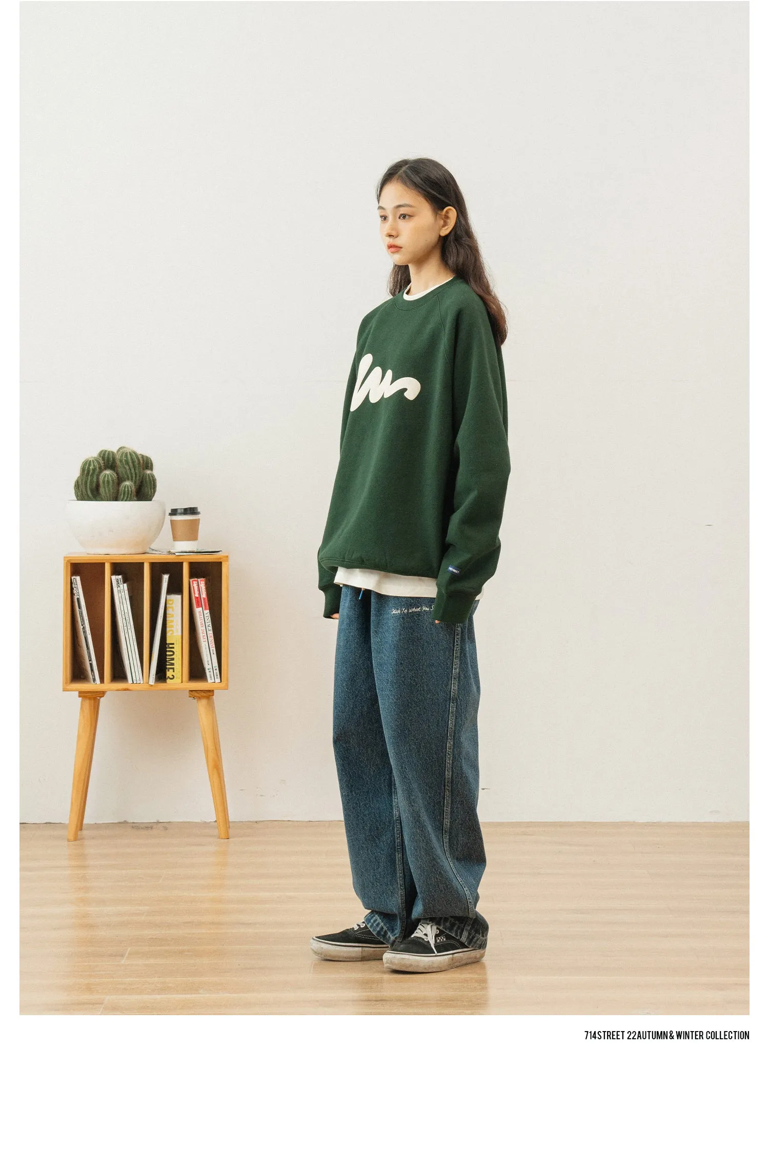 714street ラグランスリーブロゴスウェット 714ST083
