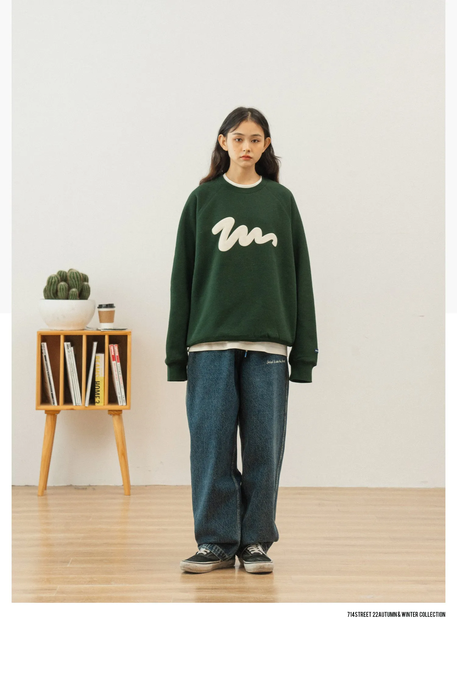 714street ラグランスリーブロゴスウェット 714ST083