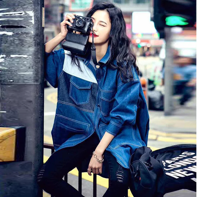 8GIRLS DESIGN OVERSIZED DENIM SHIRT DRESS