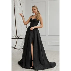 A-Line Straps Sequined Split Sleeveless Evening Dress