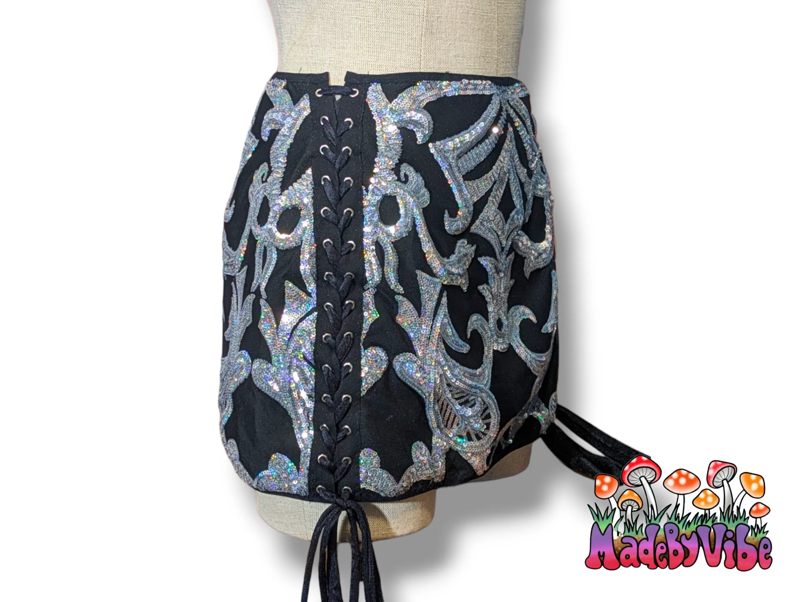 Armored Enchantress Lace Up Sides Mini Pencil Skirt - Ready to Ship