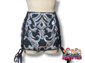 Armored Enchantress Lace Up Sides Mini Pencil Skirt - Ready to Ship