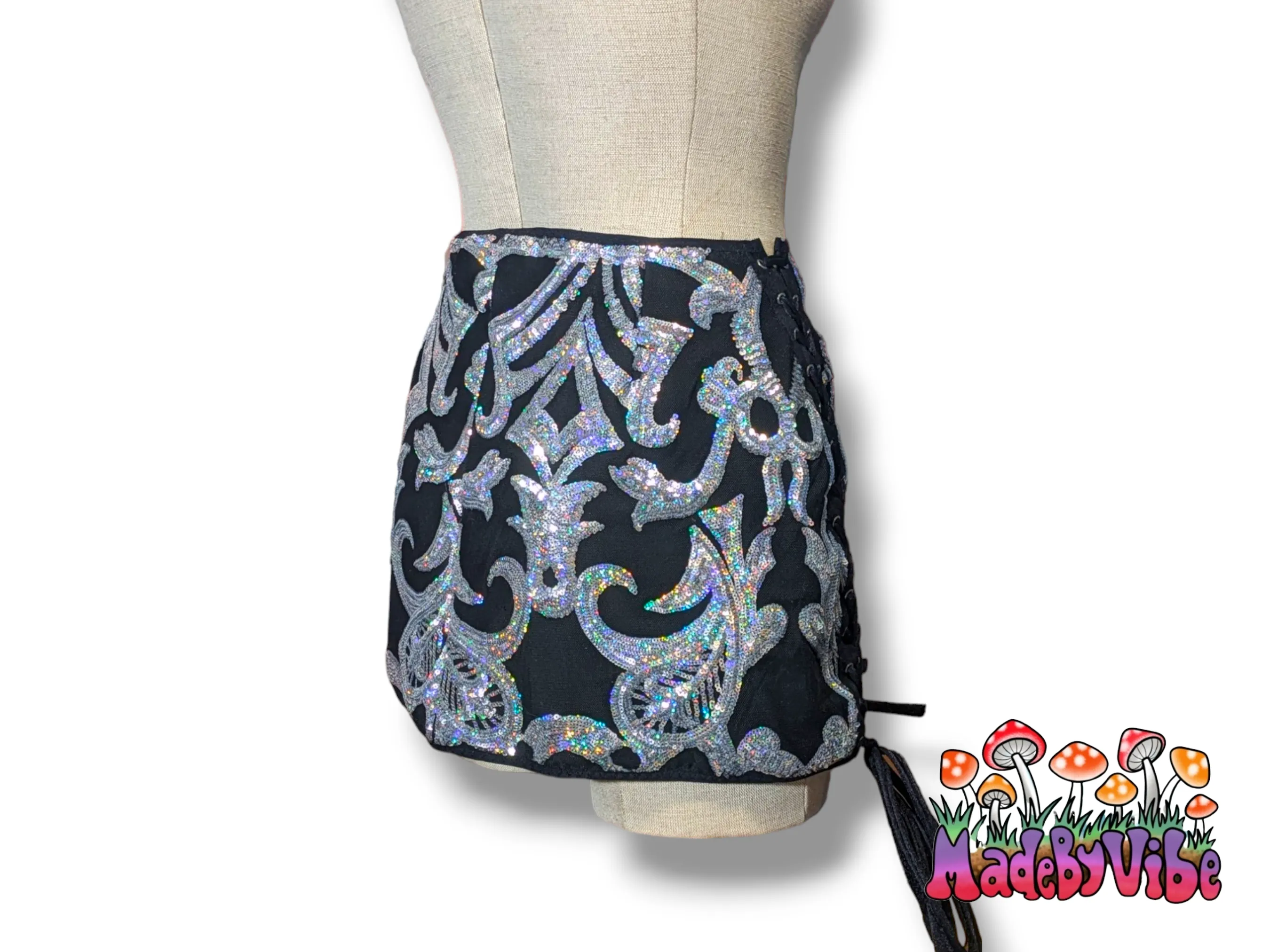 Armored Enchantress Lace Up Sides Mini Pencil Skirt - Ready to Ship