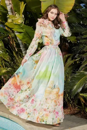 ARTISTIC FLOWER MAXI SKIRT SET