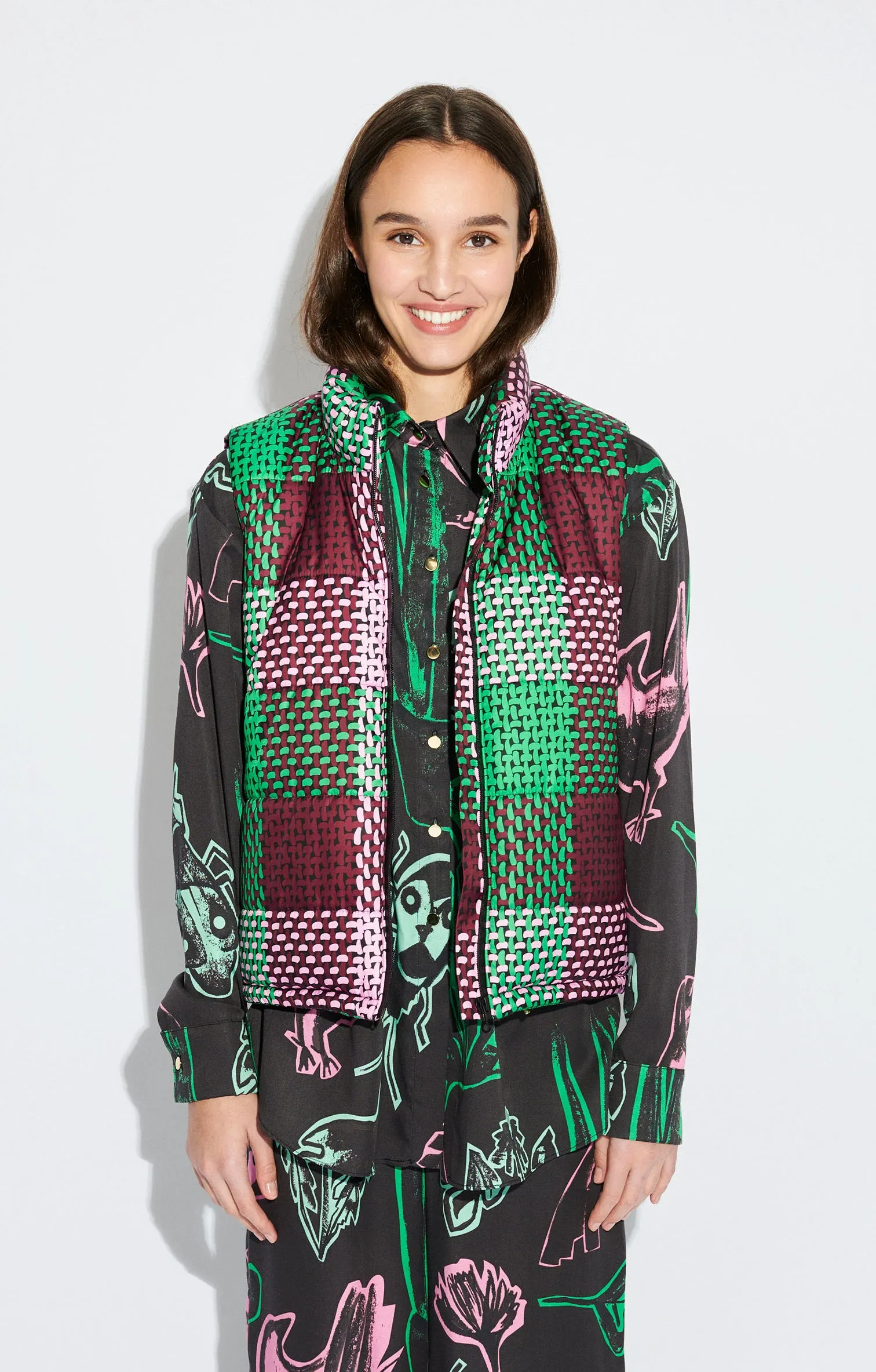 ASPEN puffer vest 'checked green'