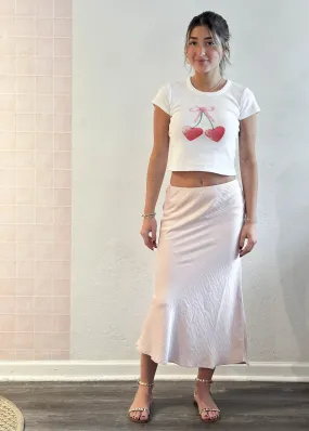 Baby Pink Anastasia Satin Maxi Skirt Tween
