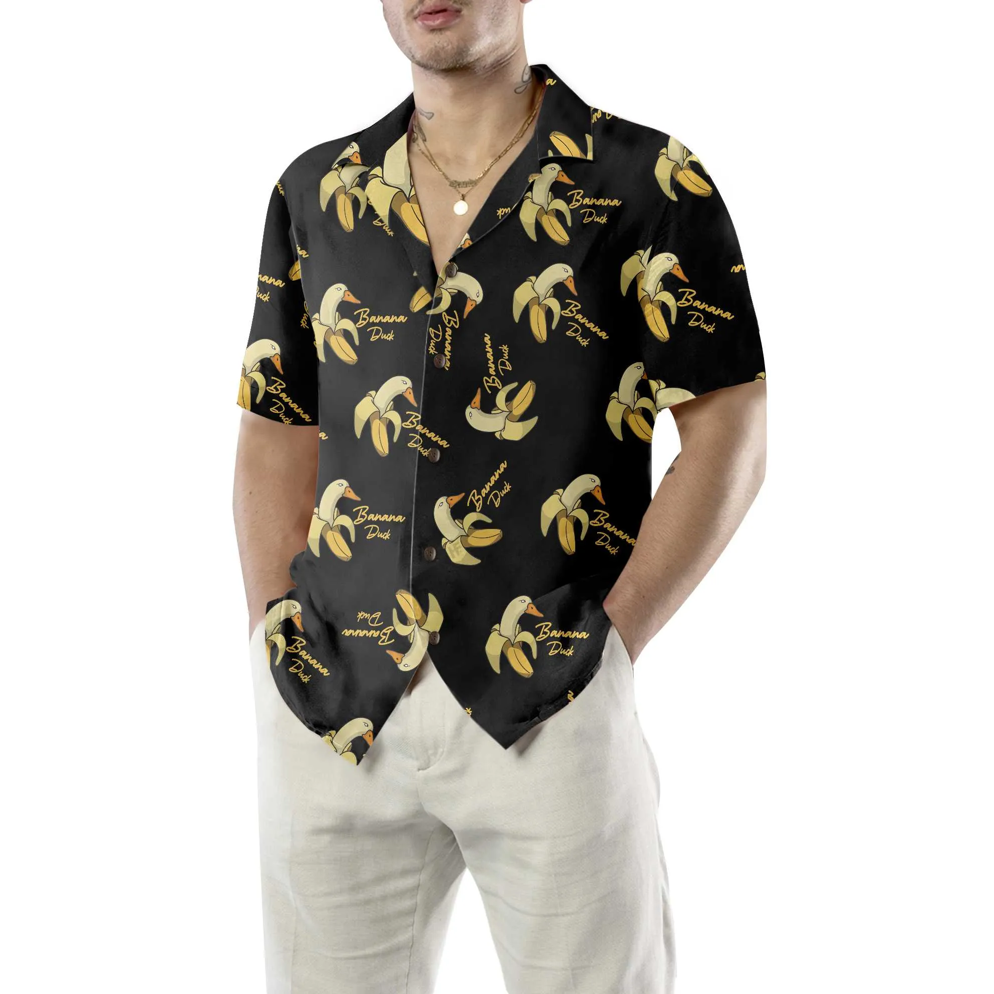Banana Duck Hawaiian Shirt, Funny Banana Shirt For Adults, Banana Pattern Shirt