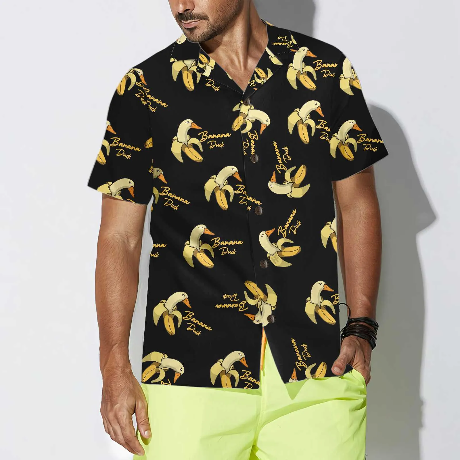 Banana Duck Hawaiian Shirt, Funny Banana Shirt For Adults, Banana Pattern Shirt