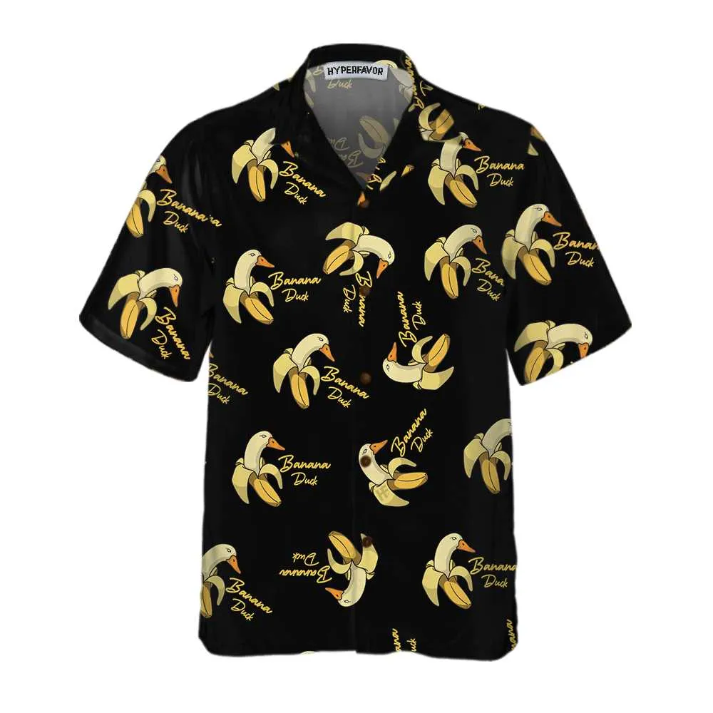 Banana Duck Hawaiian Shirt, Funny Banana Shirt For Adults, Banana Pattern Shirt