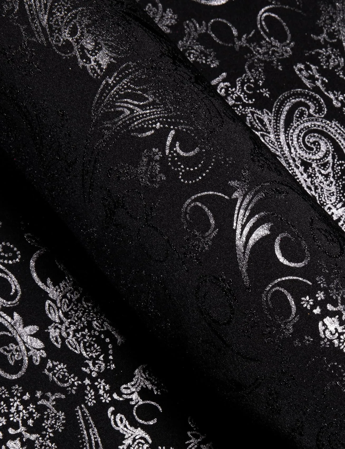 Barry Wang Black Shirt Silver Grey Pattern Novelty Long Sleeve Shirt