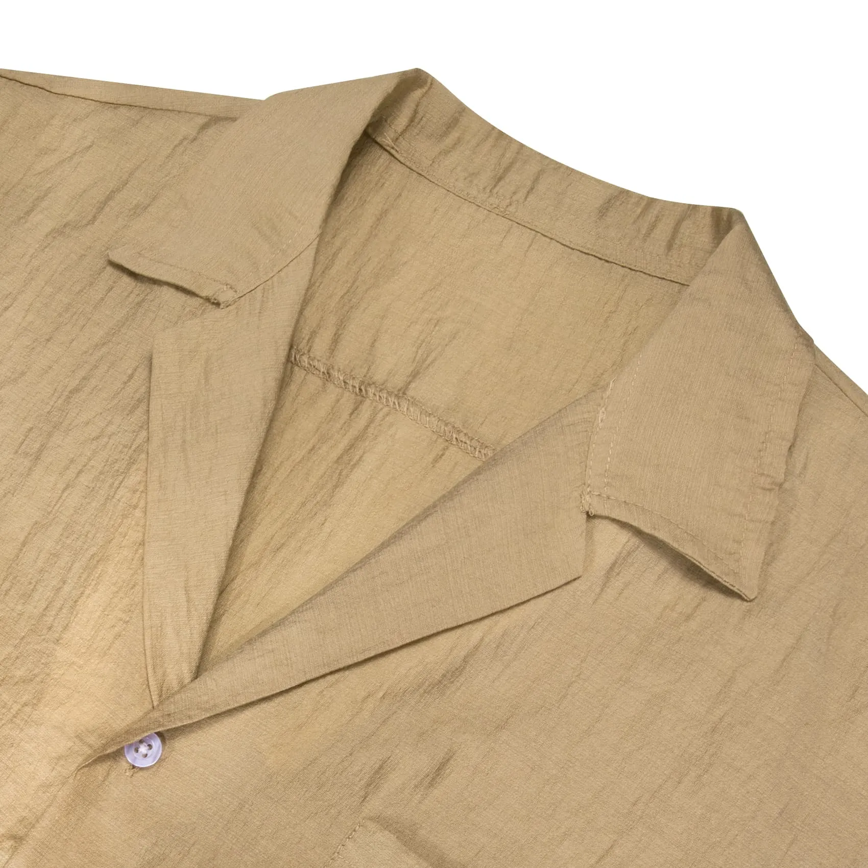 Barry Wang Tan Shirt Solid Light Brown Short Sleeves Shirt for Men