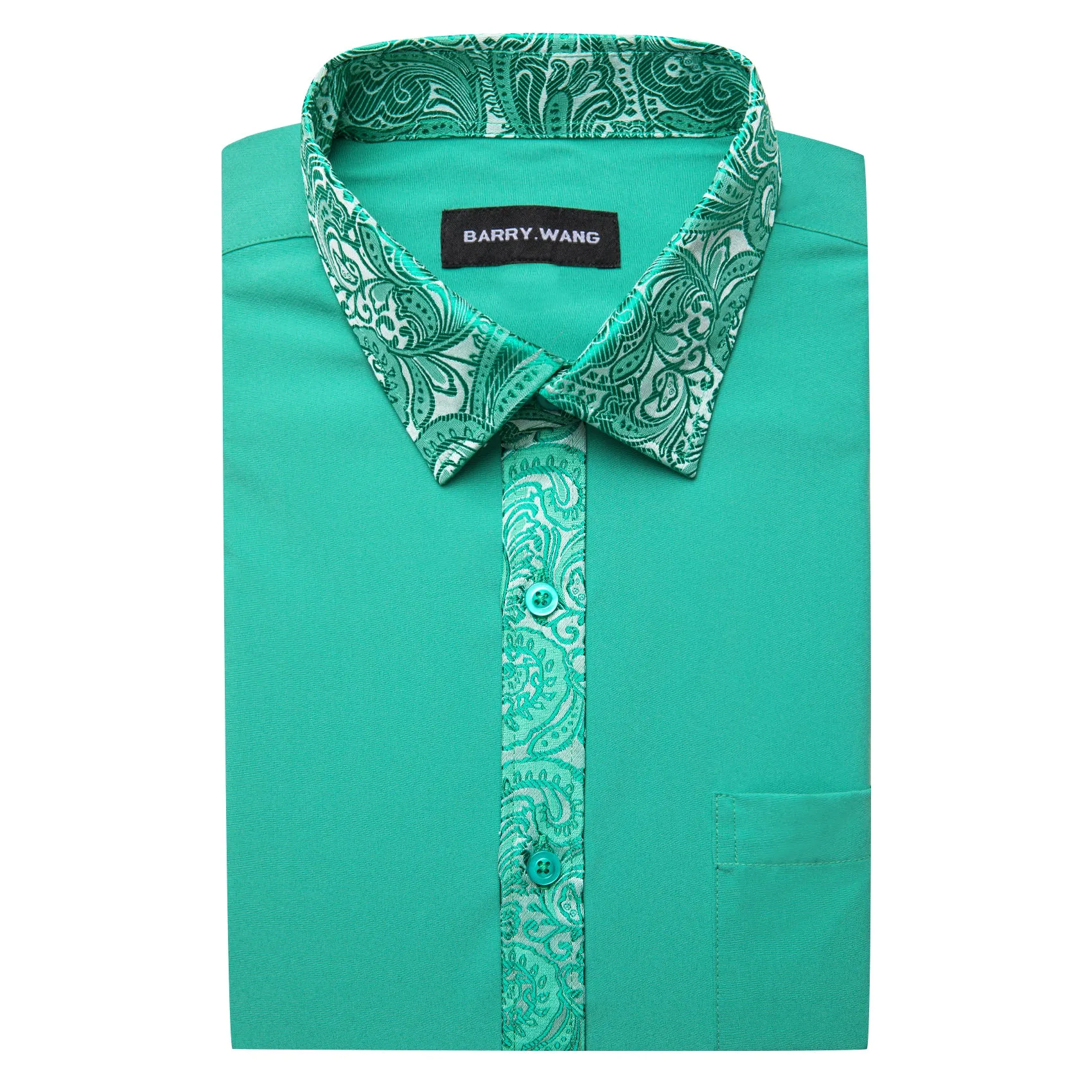 Barry.wang Aqua Silver Splicing Men's Business Shirt