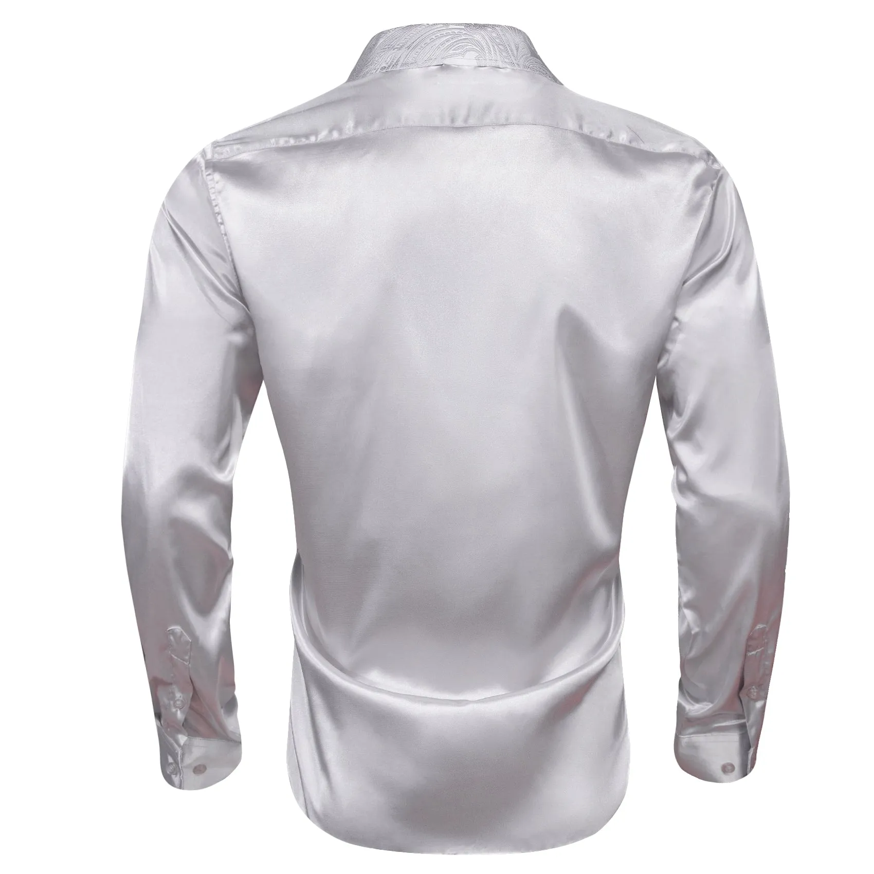 Barry.Wang Grey Shirt Solid Men Long Sleeve Windsor Collar Dress Shirt