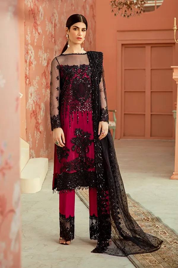 Beautiful Chiffon Party Dress in Dark Pink Color #N7085