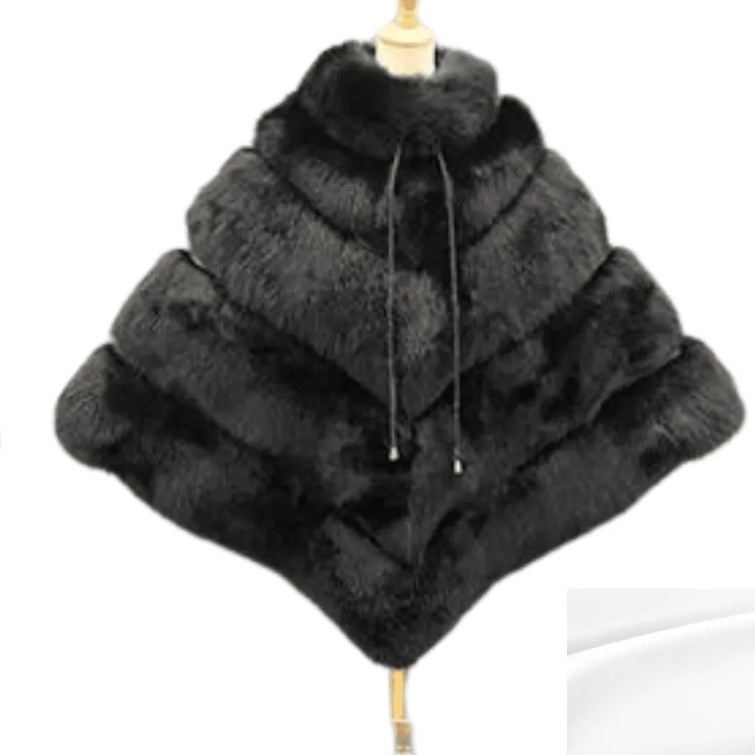 Blac Beauty- Fox Fur Poncho