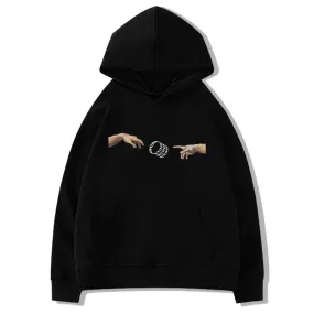 Black Chicly Printing Hooded Drawstring Loose Female Hoodies Solid Color Basic Casual 5-colors Fashion Top Women Hoodies