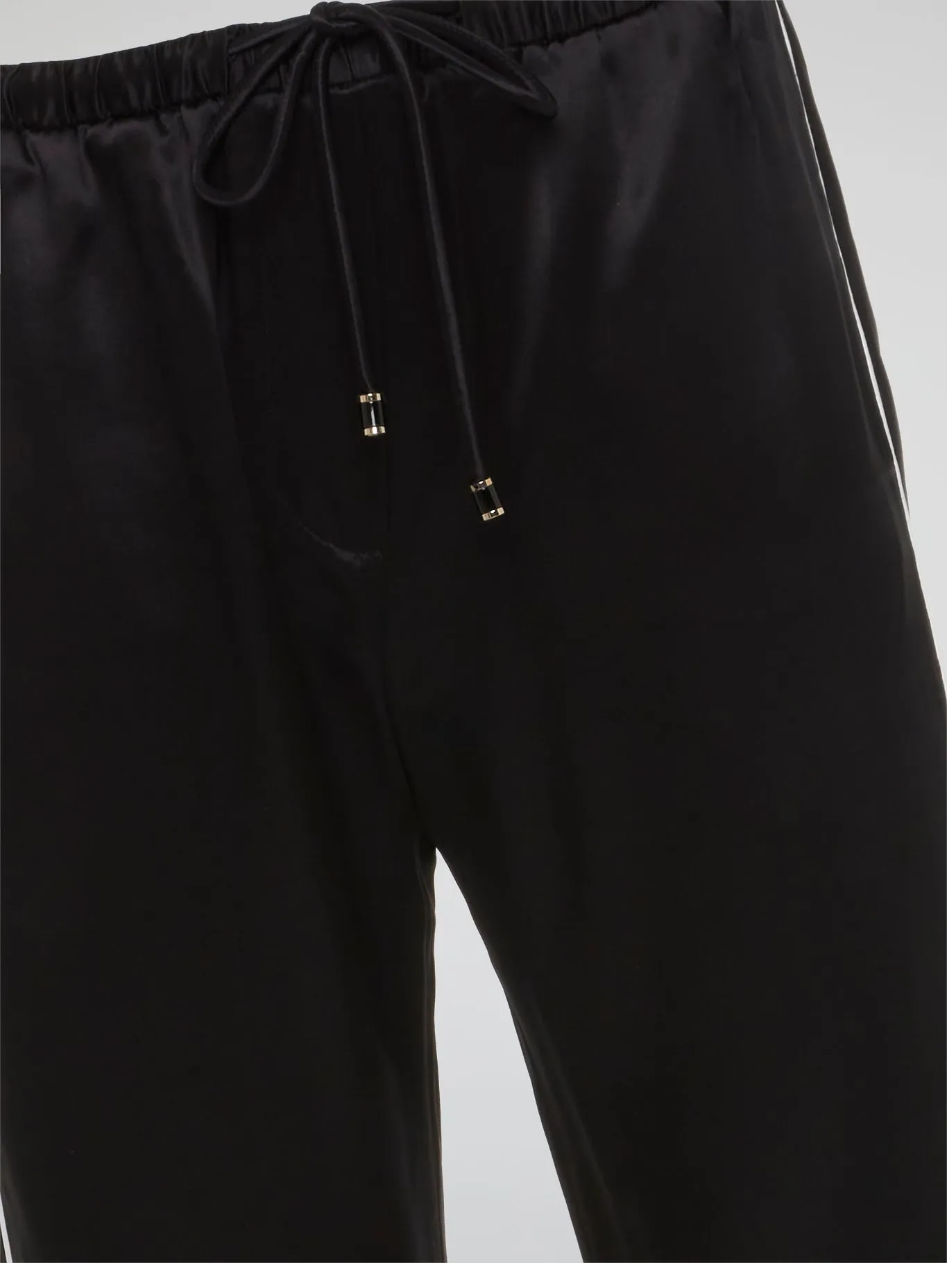 Black Contrast Lining Flared Pants