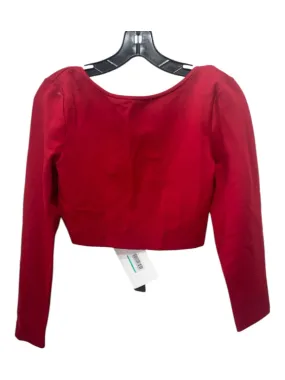 Black Halo Size L Red Viscose & Nylon Blend Boat Neck Crop Pencil Skirt Set