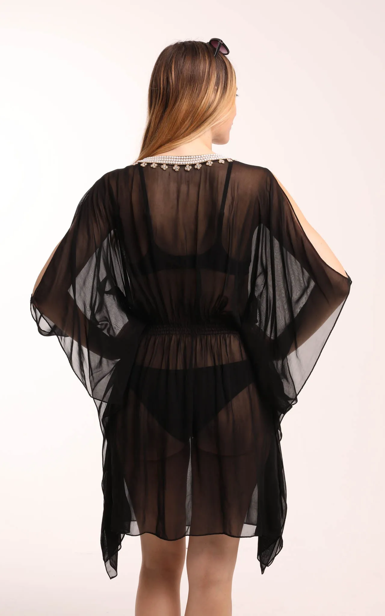 Black Kaftan with Beaded Detailing