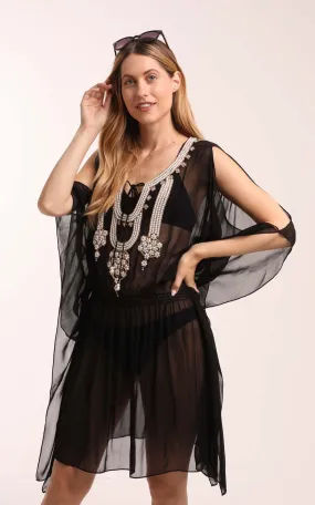 Black Kaftan with Beaded Detailing