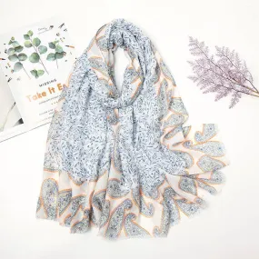 Blue Summer Floral Voile Scarves Gypsy