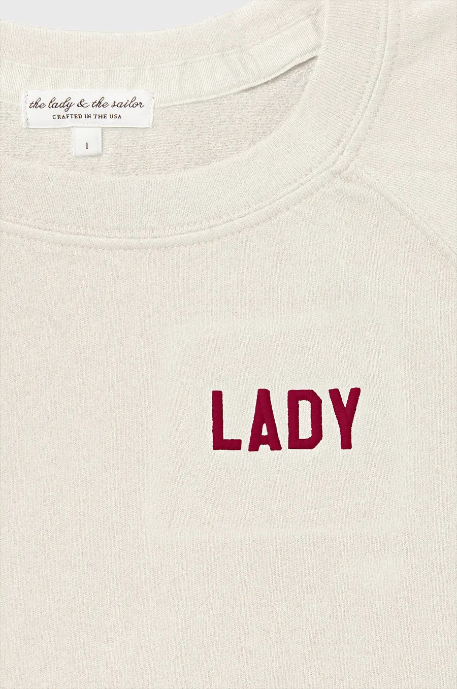BRENTWOOD SWEATSHIRT IN LADY VANILLA & WINE EMBROIDERY