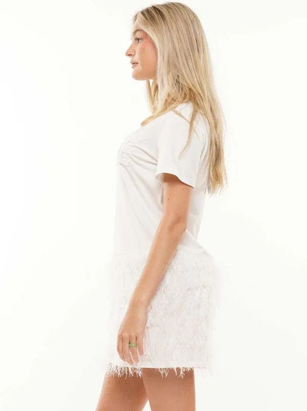 BRIDE Beaded Drop Waist T-Shirt Dress
