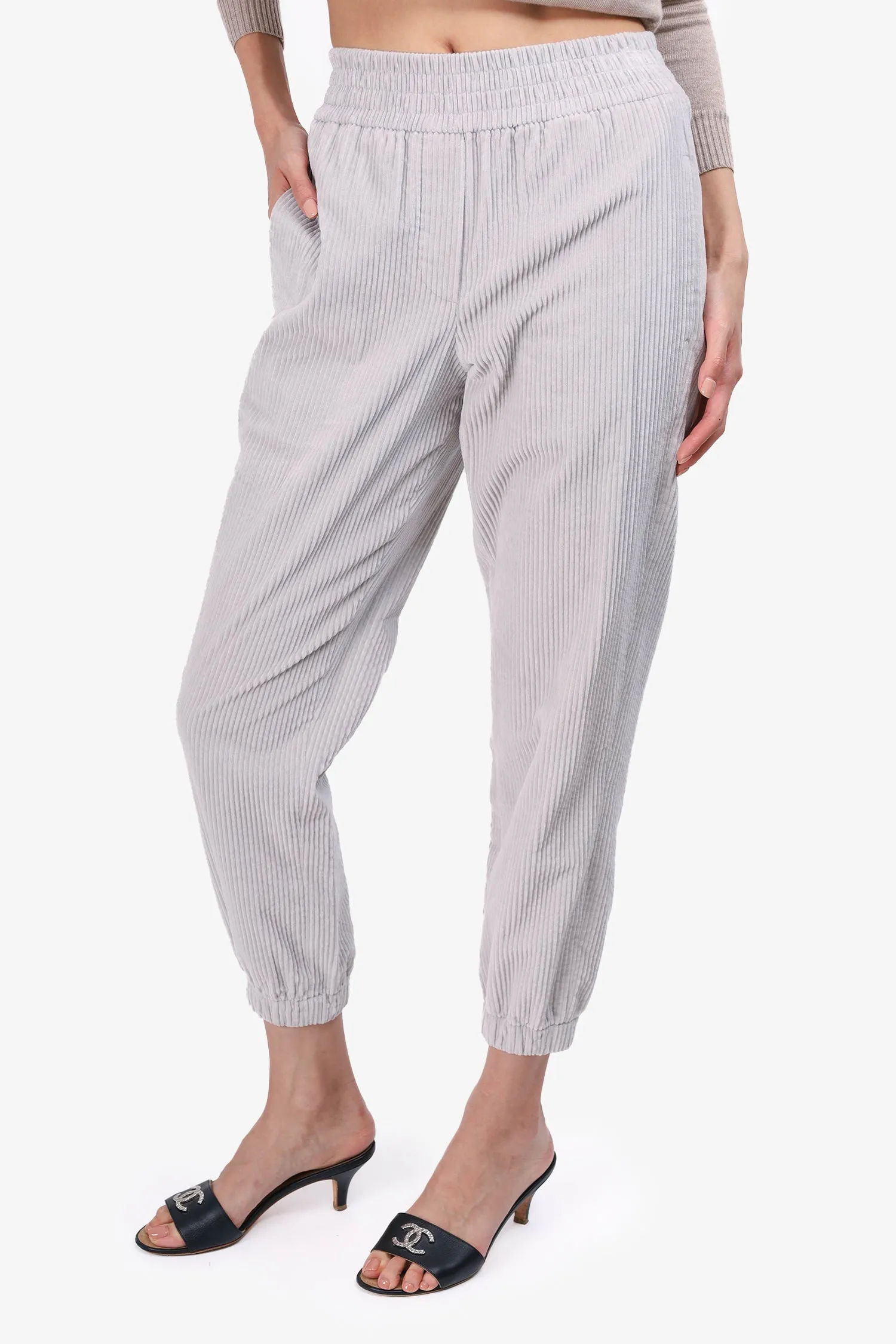 Brunello Cucinelli Grey Corduroy Track Pants Size 0