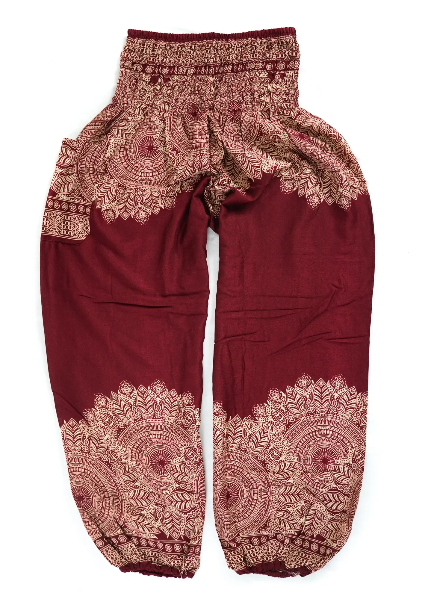 Burgundy Lotus Bloom Harem Pants