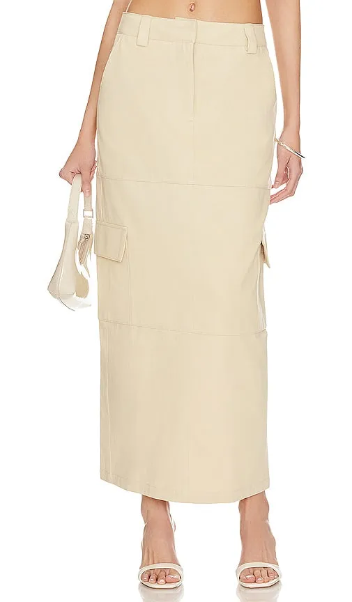BY.DYLN Laikon Cargo Maxi Skirt in Beige