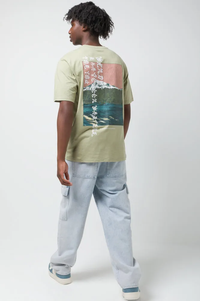 Cargo Loose Fit Denim Jeans Light Blue