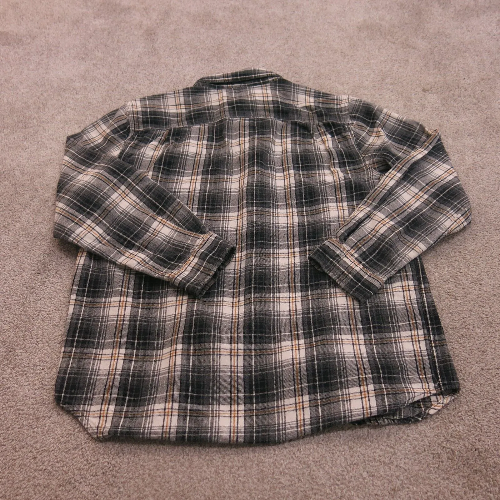 Carhartt Shirt Men L Black Relaxed Fit Work Wear Plaid Button Down Long Sleeve