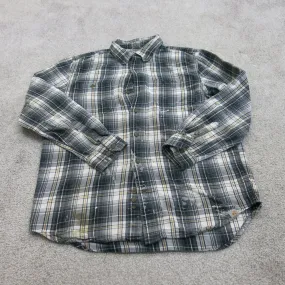 Carhartt Shirt Men L Black Relaxed Fit Work Wear Plaid Button Down Long Sleeve