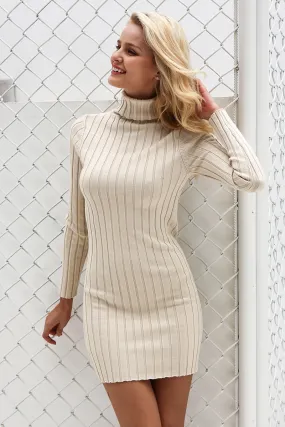 Casual Turtleneck Long Knitted Dress | Slim Bodycon Dress