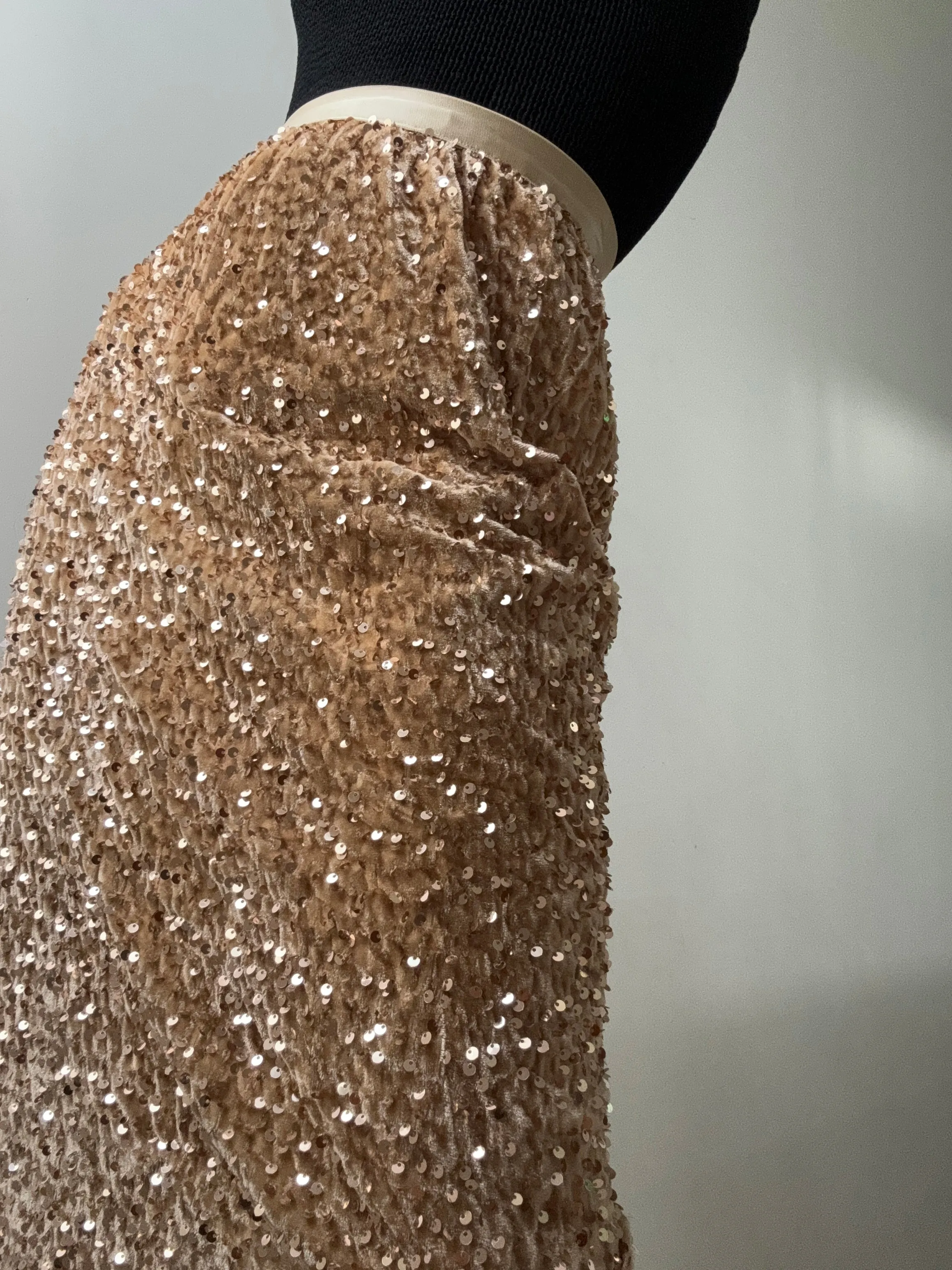 Champagne Sequin Midi Skirt