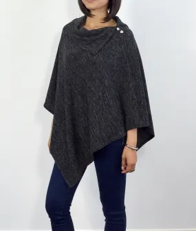 Charcoal gray Split neck Poncho