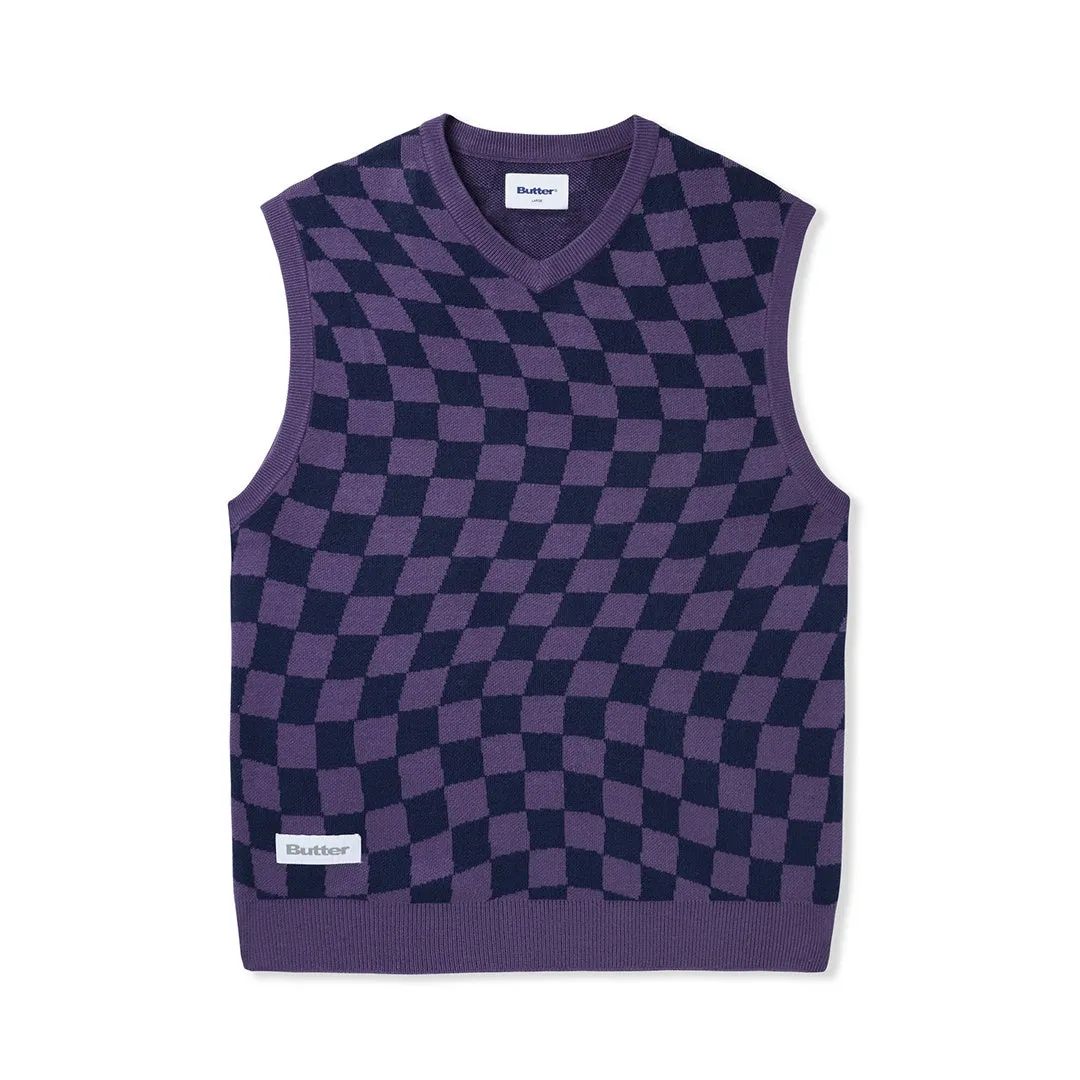 Checker Knit Vest - Navy / Indigo