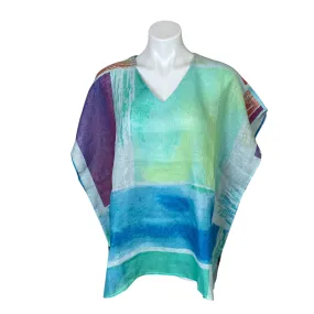 Chico's | Women's Green Colorblock 100% Linen Poncho with Tags | Size: S/M