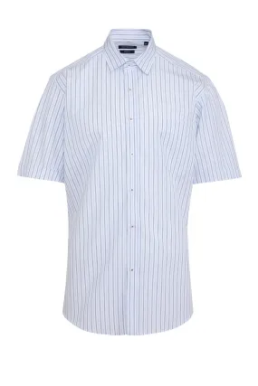 Classic Fit Short Sleeve Striped Cotton Dress Shirt, Blue C