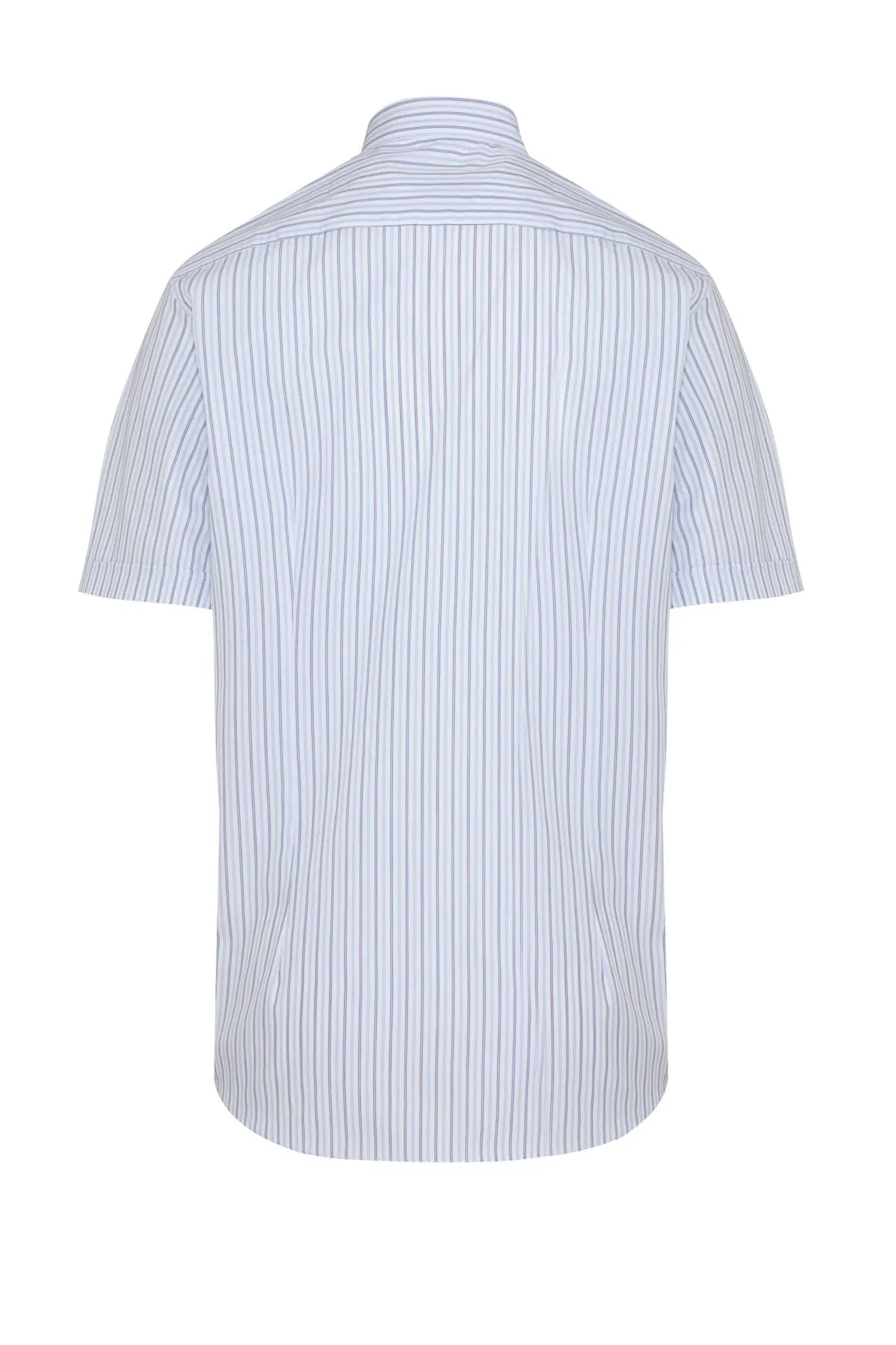Classic Fit Short Sleeve Striped Cotton Dress Shirt, Blue C