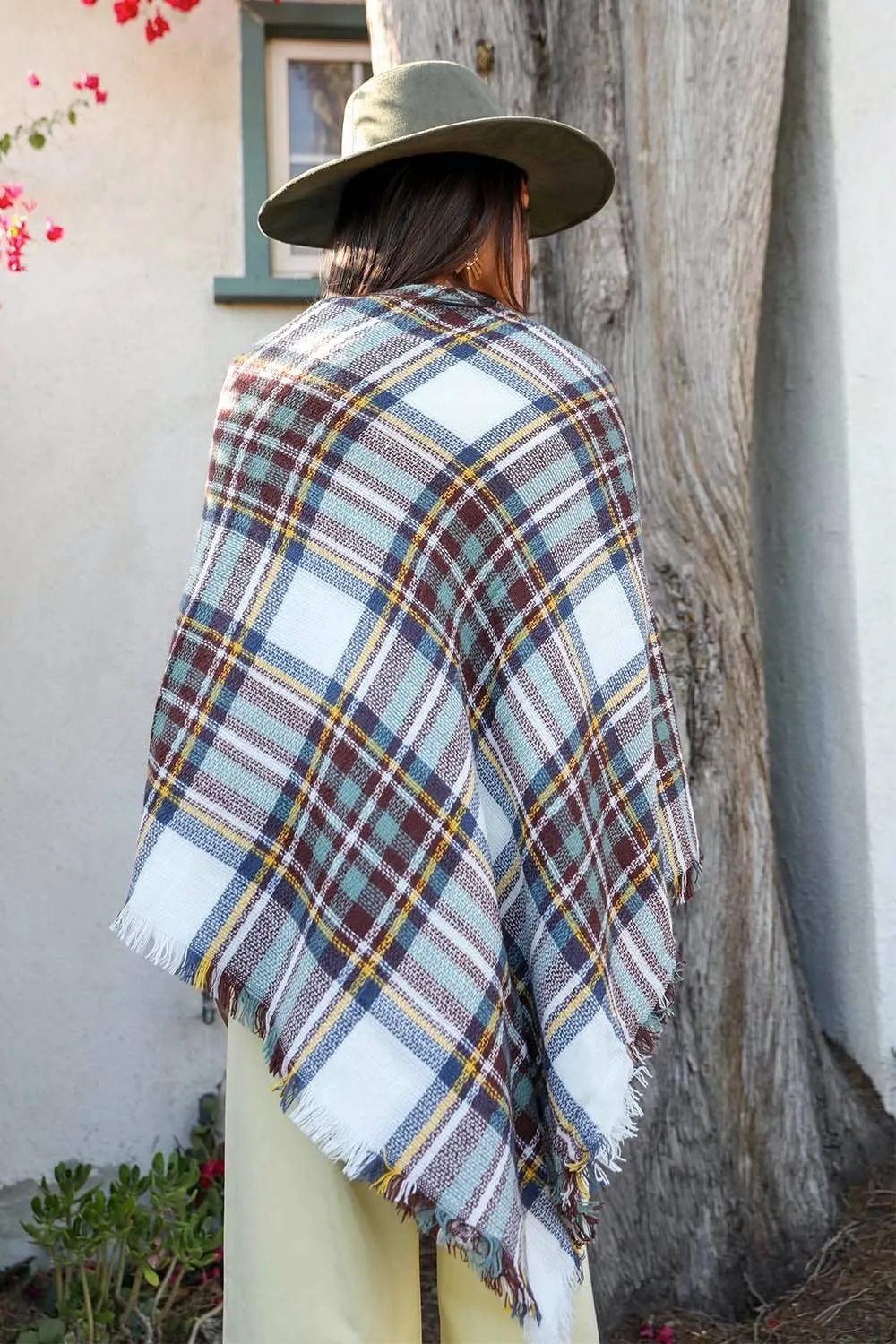 Classic Flannel Poncho with Toggle Closure